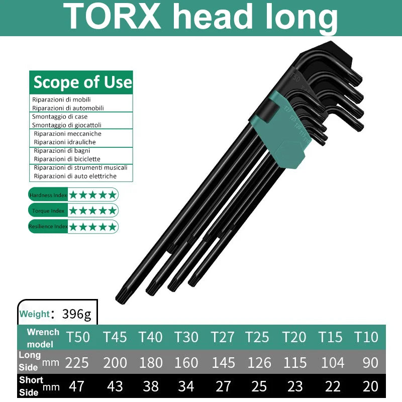 9-Piece L-Shaped Hex Key Set