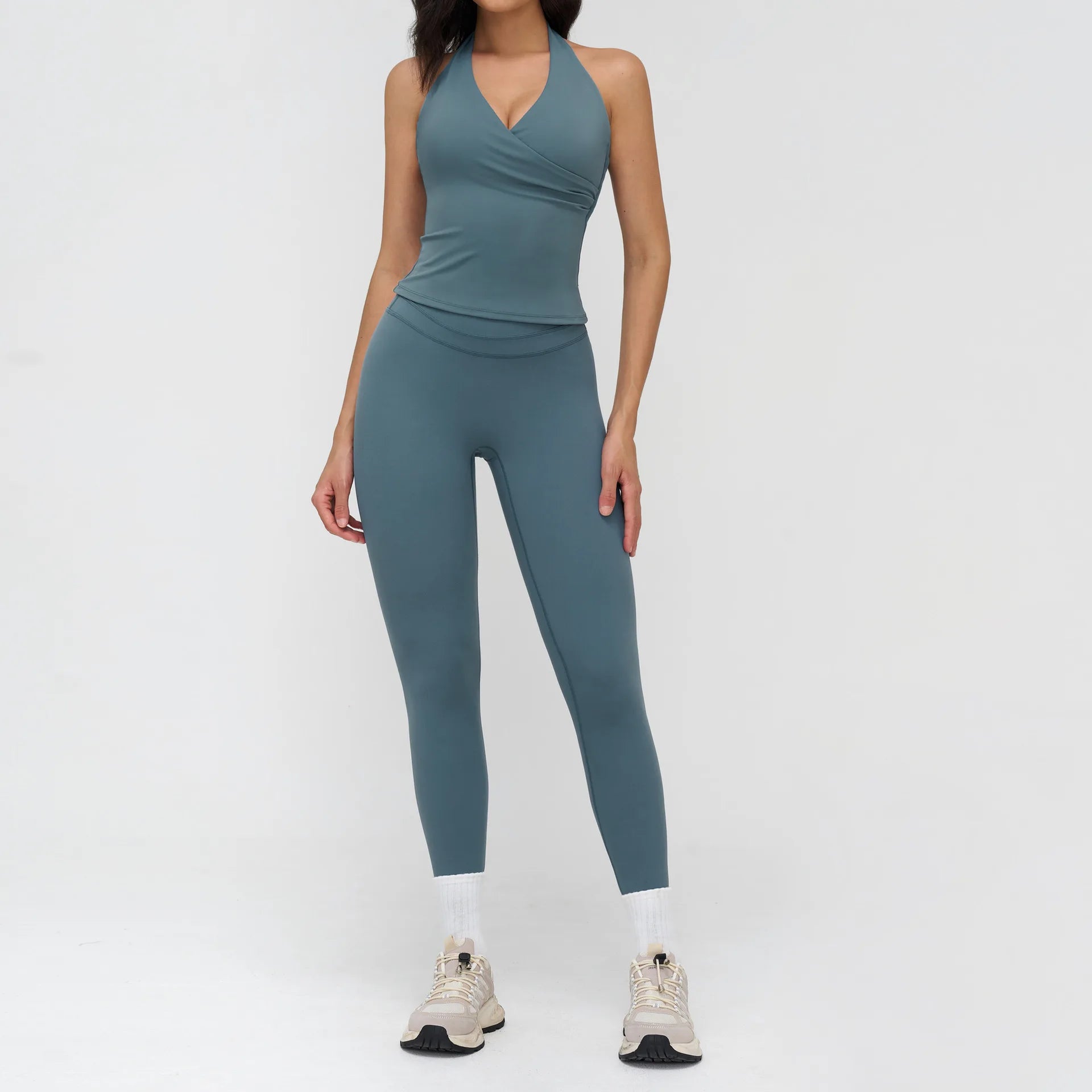 Women's 2-Piece Yoga Tracksuit | High Waist Leggings & Sports Bra Athletic Gym Fitness Workout Set