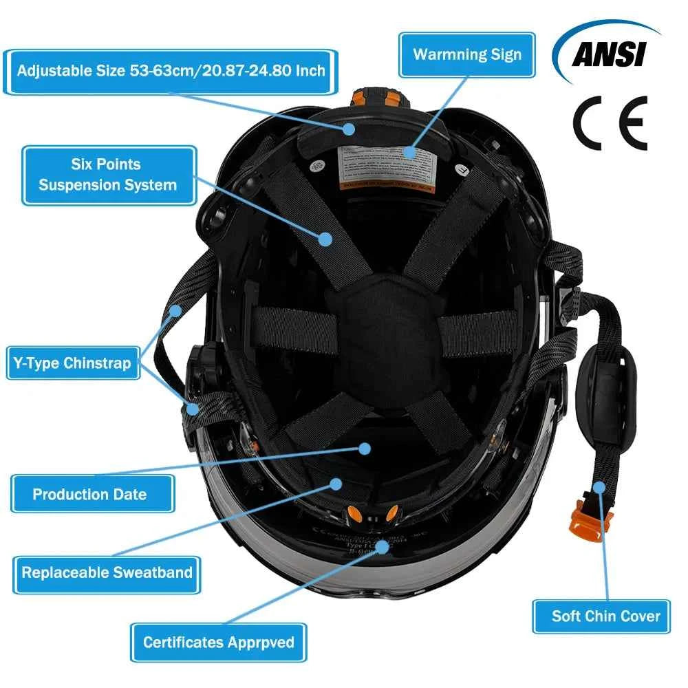 Vented construction safety helmet with double visors and reflective stickers – image 2