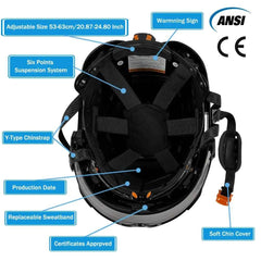 Vented construction safety helmet with double visors and reflective stickers – image 2