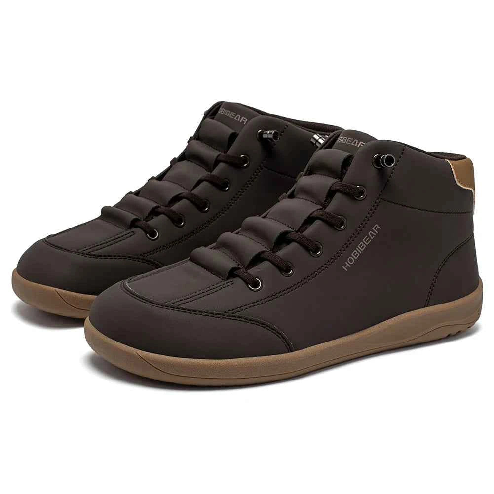 Wide Toe Barefoot Ankle Boots – Unisex Zero-Drop Mid-Top Shoes with Faux Leather Upper