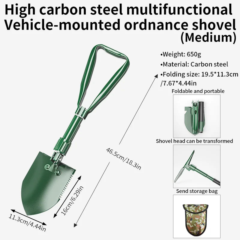 Military-Grade Folding Survival Shovel