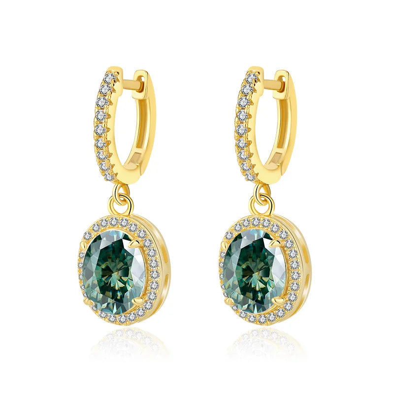 4CT True Pink Oval Moissanite Drop Earrings