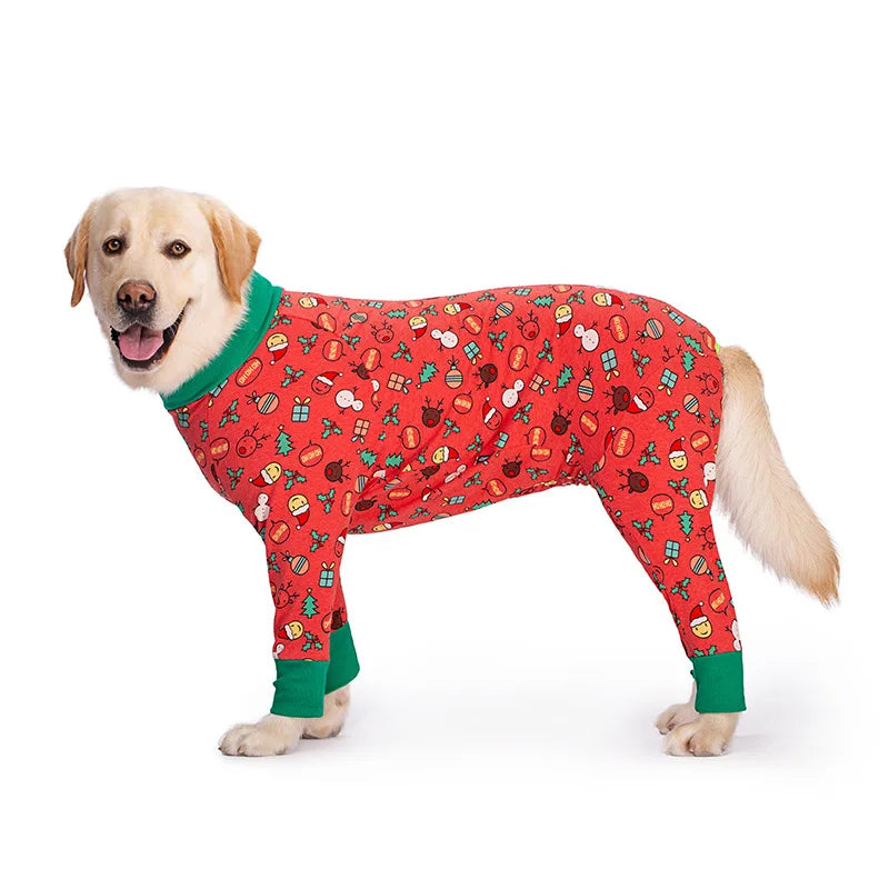 Dog Pyjama Jumpsuit for Medium & Large Dogs – Cosy Full-Cover Belly Recovery Suit (Cuttable Panel)