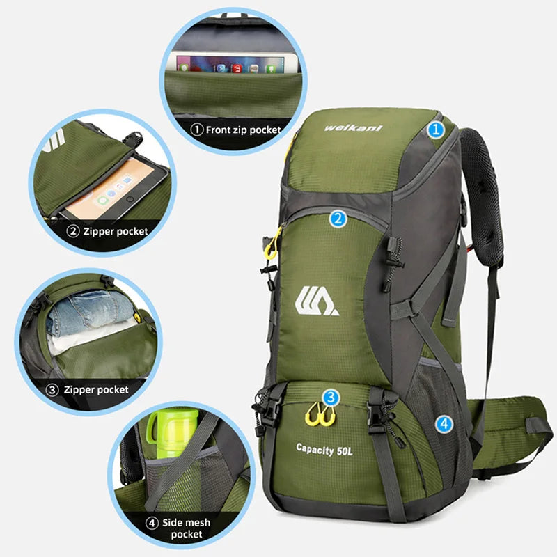50L Large Hiking & Travel Backpack