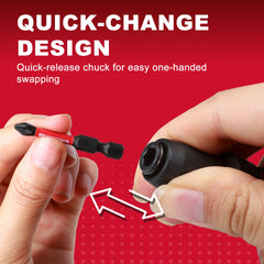 3/8" Square Drive to 1/4" Quick-Release Impact Bit Holder – Magnetic Hex Socket Adapter for Screwdriver Bits