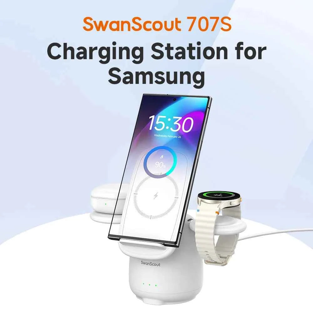 Samsung 3-in-1 Wireless Charging Station | Galaxy S25 S24 Z Flip Fold Watch Ultra Buds Charger Stand