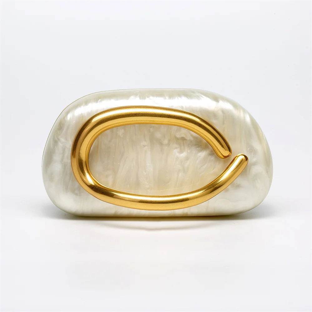 Brass Letter Acrylic Box Clutch - SnaggIt