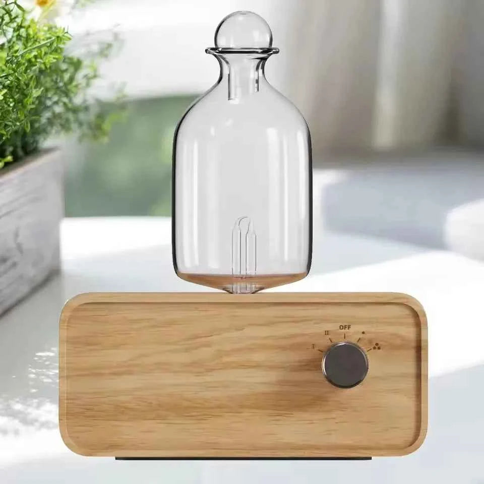 Waterless Nebulizing Essential Oil Diffuser – Rechargeable Wood & Glass Aroma Diffuser for Home & Office