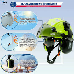 Vented construction safety helmet with double visors and earmuffs – image 3