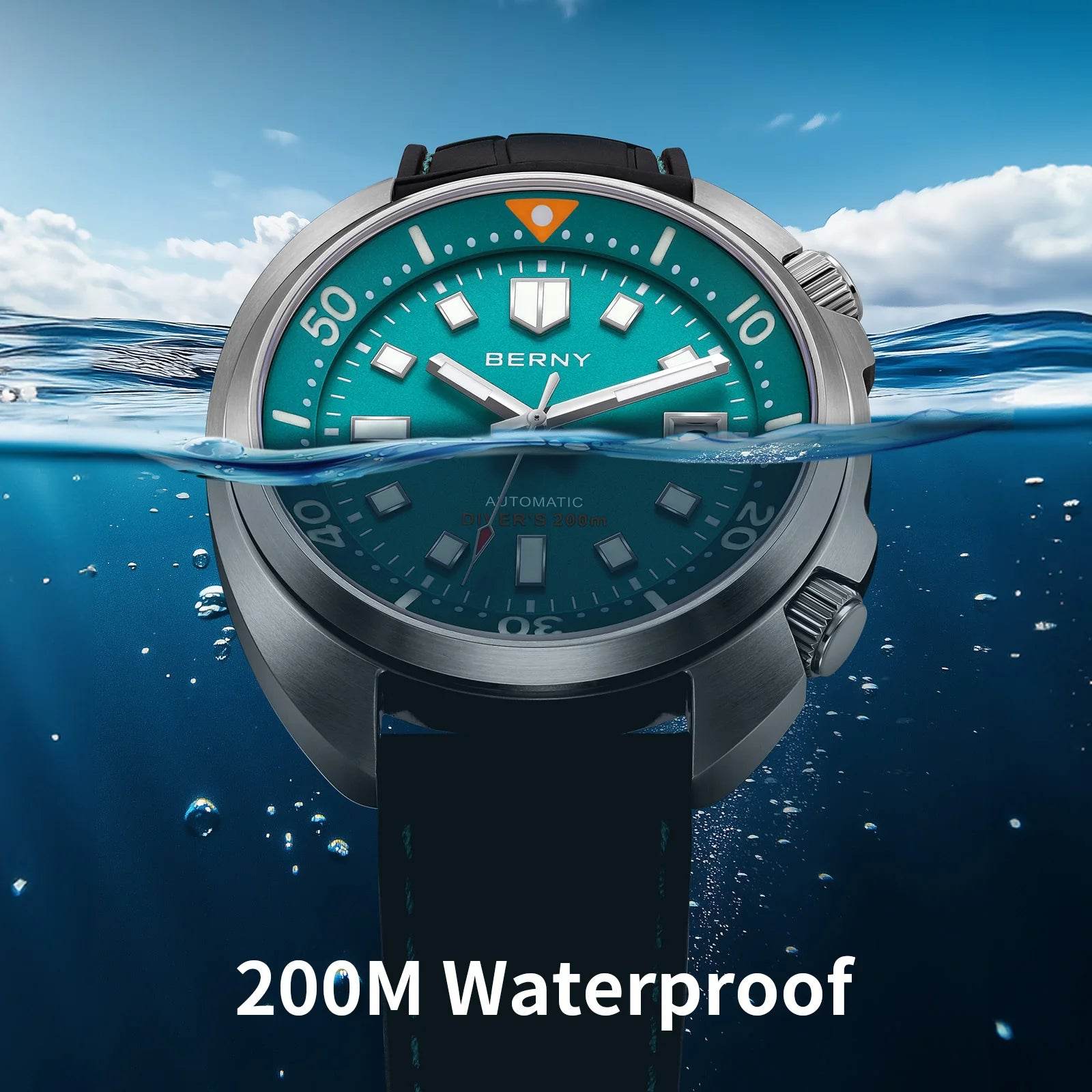 BERNY 20ATM Diver Watch – Fluororubber Strap - SnaggIt