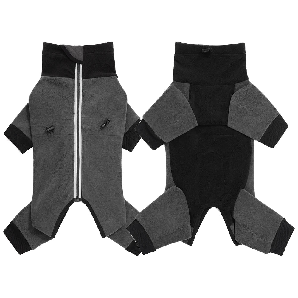 Fleece Dog Jumpsuit with Closed Belly – Warm Winter Overalls for Small Dogs (Cuttable Panel)