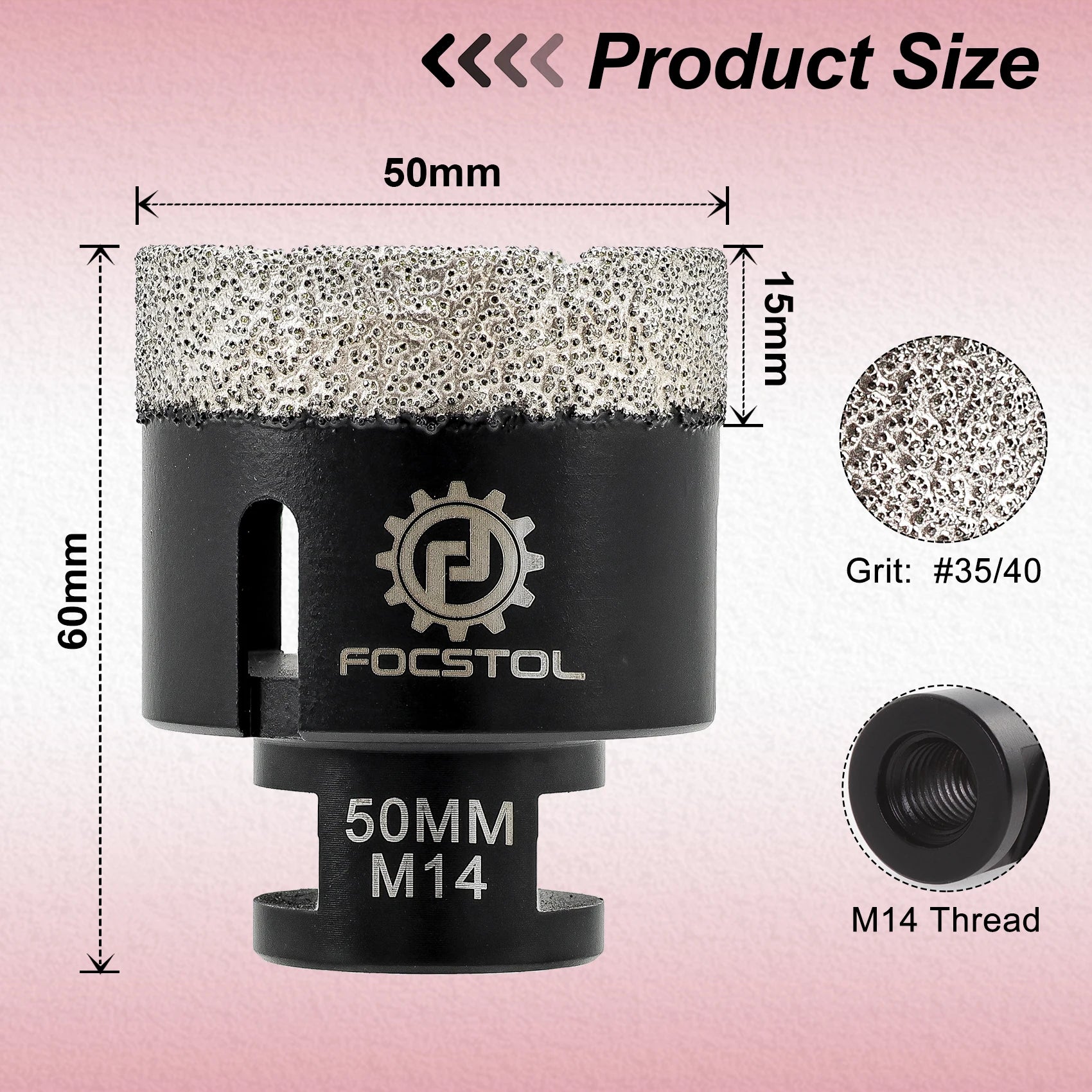 M14 Thread Diamond Core Drill Bit 6–125mm | Tile Hole Saw for Ceramic Marble Granite CE Certified