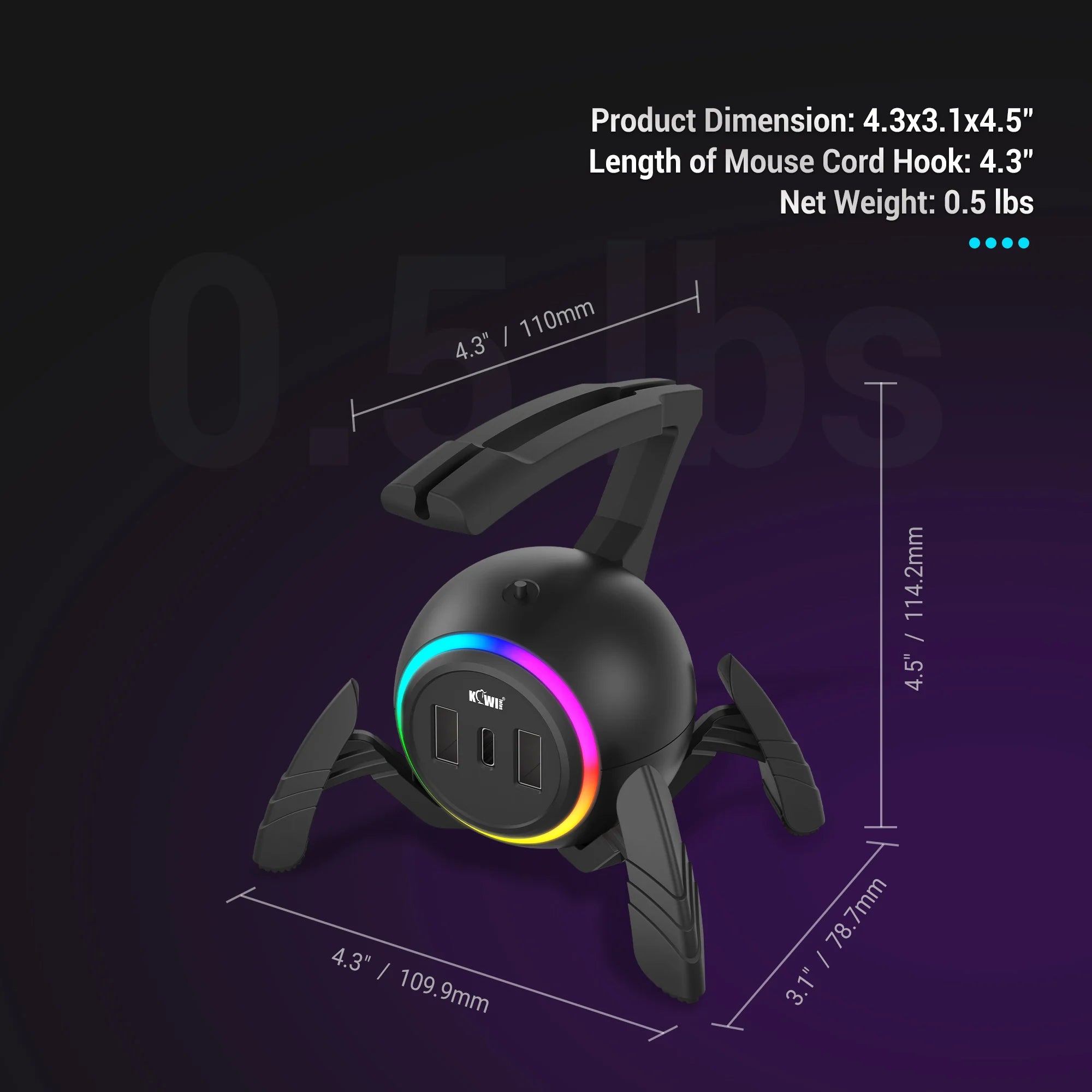 RGB Mouse Bungee Cable Holder for PC Gaming by Snagg A Mouse Bungee