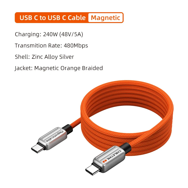 Magnetic 240W USB-C to USB-C Fast Charging Cable by Snagg A Charging Cable