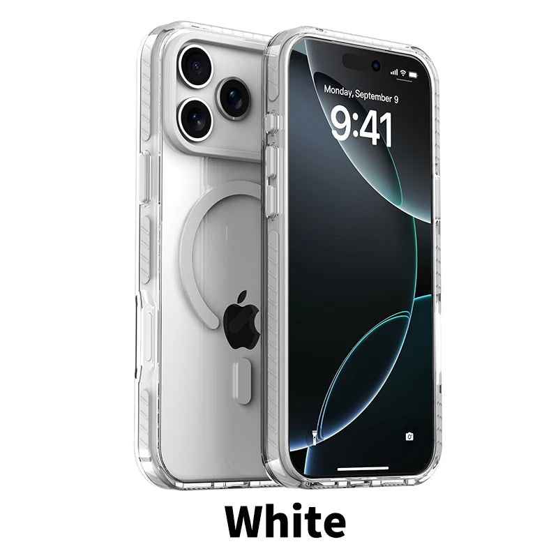 Luxury PE Striped Border MagSafe Phone Case – iPhone 14 Series - White / Cases & Covers