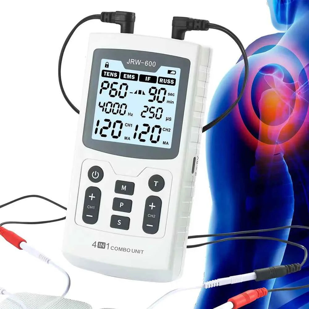 4 in 1 TENS & EMS Muscle Stimulator – Professional Physiotherapy Electrotherapy Device
