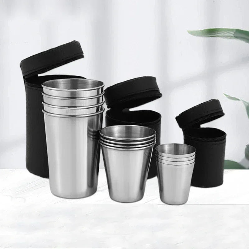 Ouhoe Stainless Camping Cups Four Pcs Nestable Mugs Outdoors by Snagg A Mug