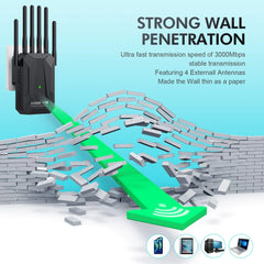 3000Mbps WiFi 6 Repeater Dual-Band 2.4G/5GHz Gigabit Signal Booster by Snagg A WiFi Booster