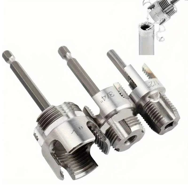 3 Pcs Heavy Duty Pipe Threading Tool Kit | Internal & External Threads for 1/2", 3/4" & 1" Pipes
