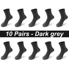 10 Pair Bamboo Business Socks, Soft, Breathable Black Crew (Sizes 39–48)