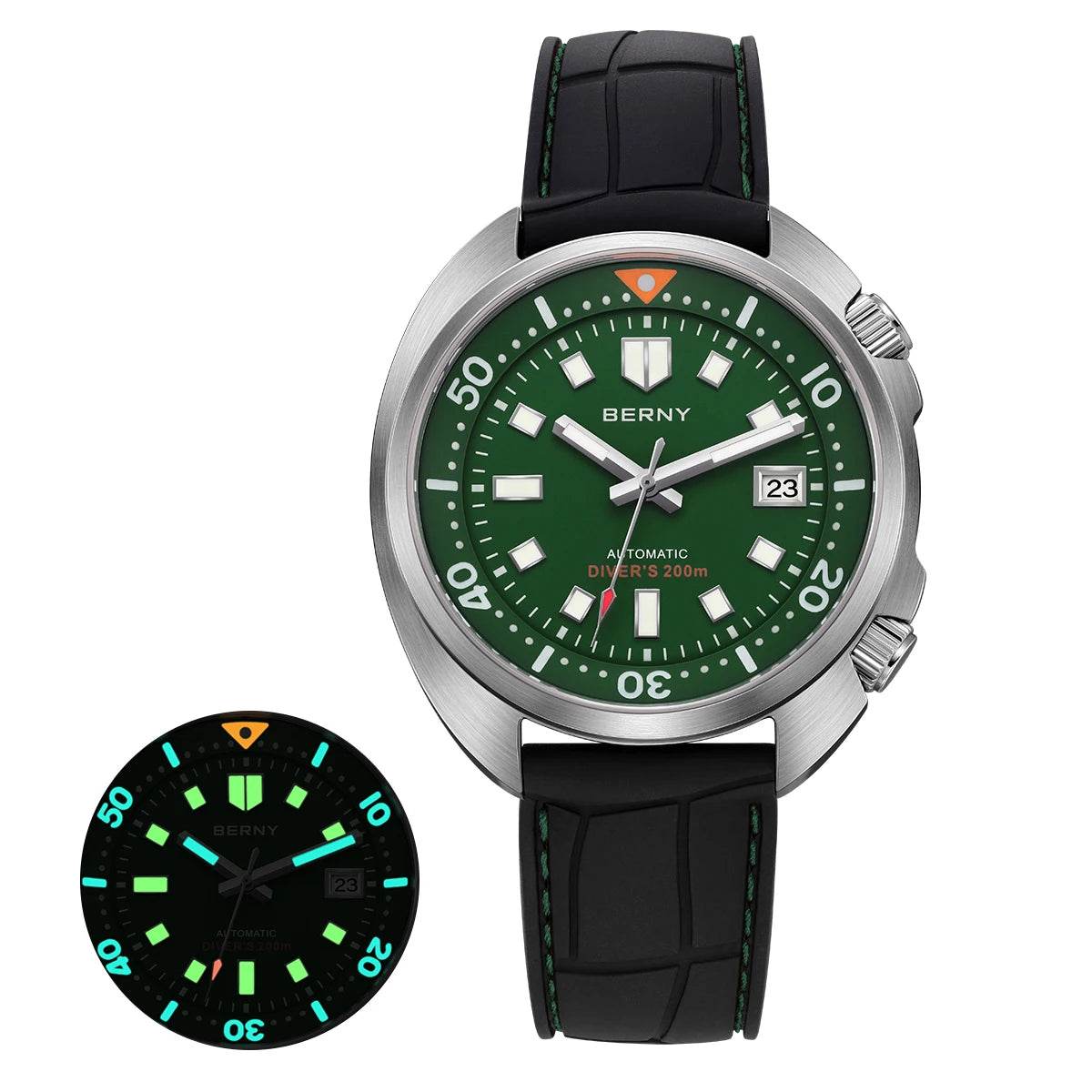 BERNY 20ATM Diver Watch – Fluororubber Strap - SnaggIt