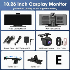 10.26" 4K Dash Cam And Rearview Mirror Car Video Player with Wireless CarPlay by Snagg A Car DVR