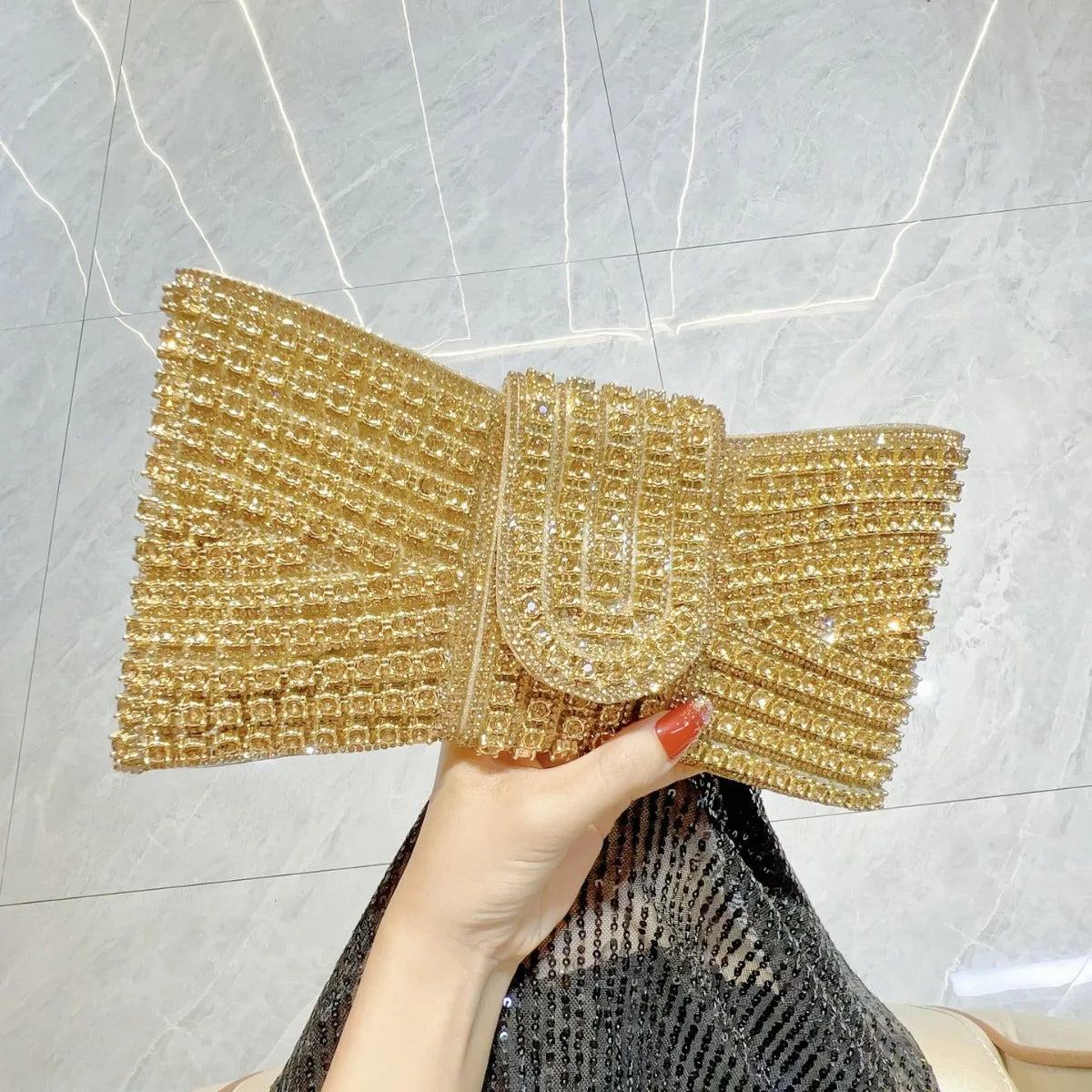 Luxury Bow Sequin Evening Clutch by Snagg It Purses