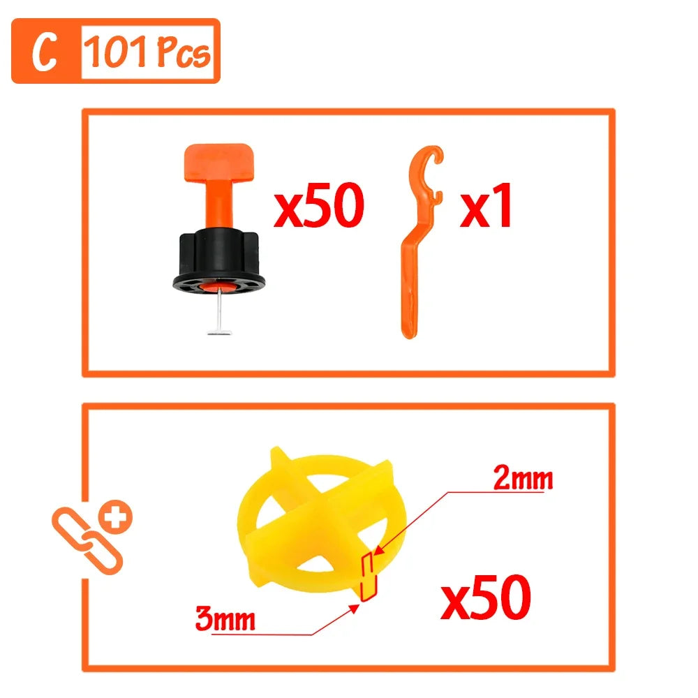 Tile Leveling System Kit 51–402pcs | Floor & Wall Tile Clips Spacers Leveler for Porcelain Ceramic
