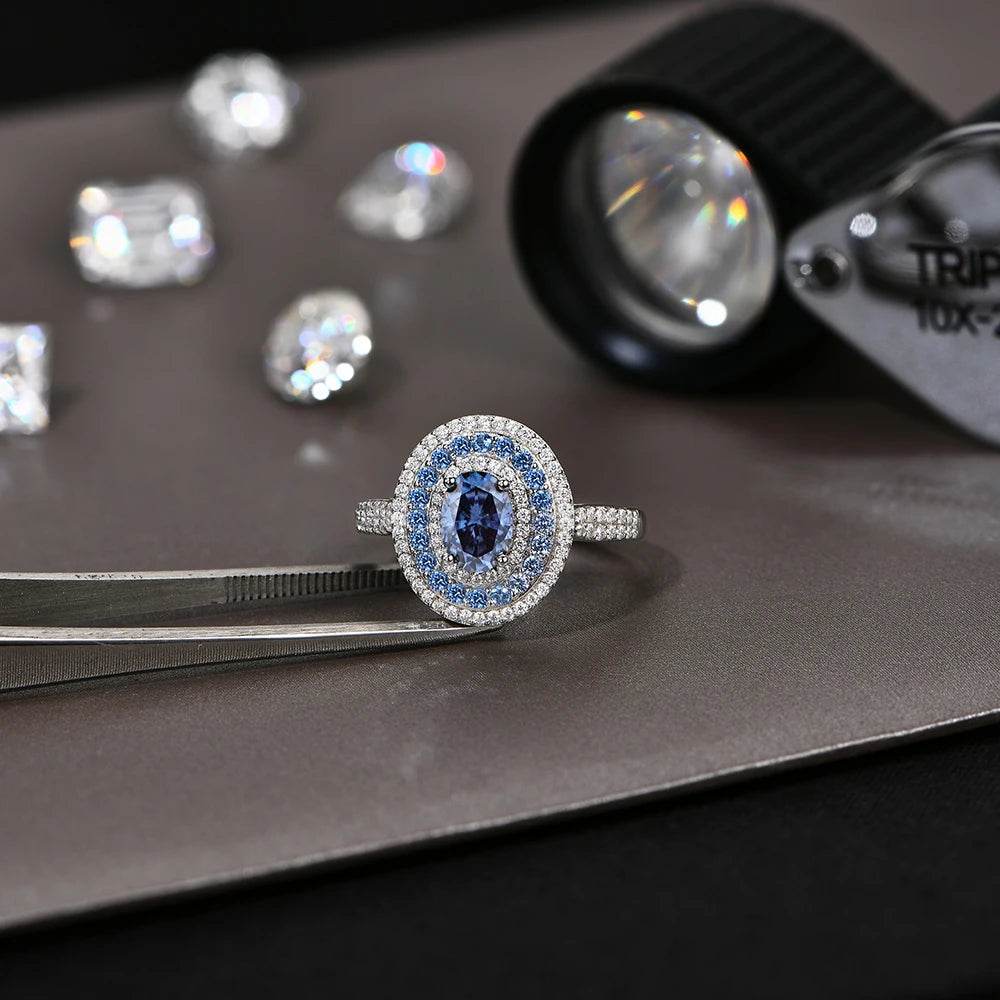 1ct Blue Oval Moissanite Ring - SnaggIt