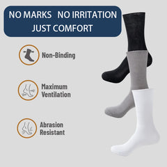 Men’s Diabetic Support Socks, Moisture Wicking, Non Binding Comfort (6 Pair )