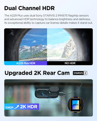 2K Dual Channel Dash Cam with Night Vision & Voice Control | Ultra HD HDR Video Recorder