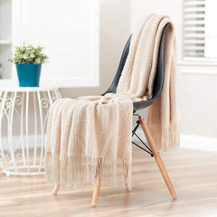 Knitted Throw Blanket – Cozy Comfort with Fringe by Snagg A Throw