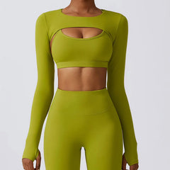 Women's Long Sleeve Yoga Top | Shawl Sports Camisole Push-Up Gym Workout Running Top