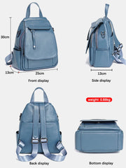 Genuine Leather Women's Fashion Backpack – High-Quality School & Travel Shoulder Bag with Multifunctional Pockets