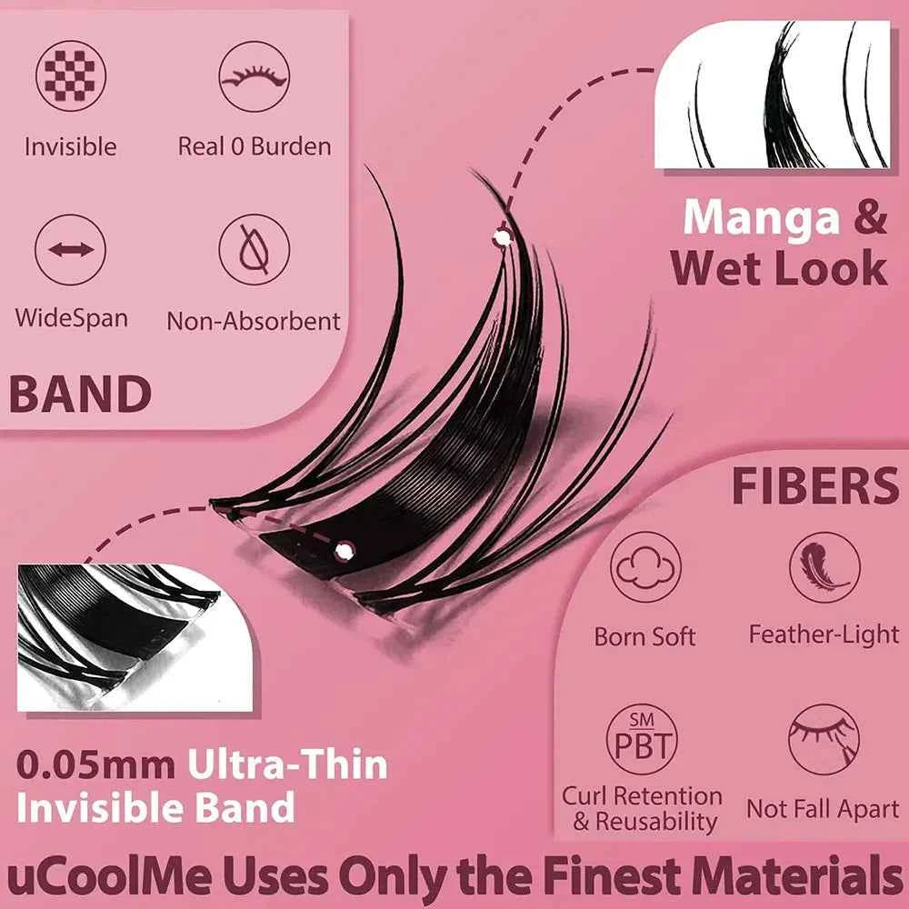 Professional DIY Fairy Manga Lash Cluster Set – 140 Piece Natural Anime Extension Kit