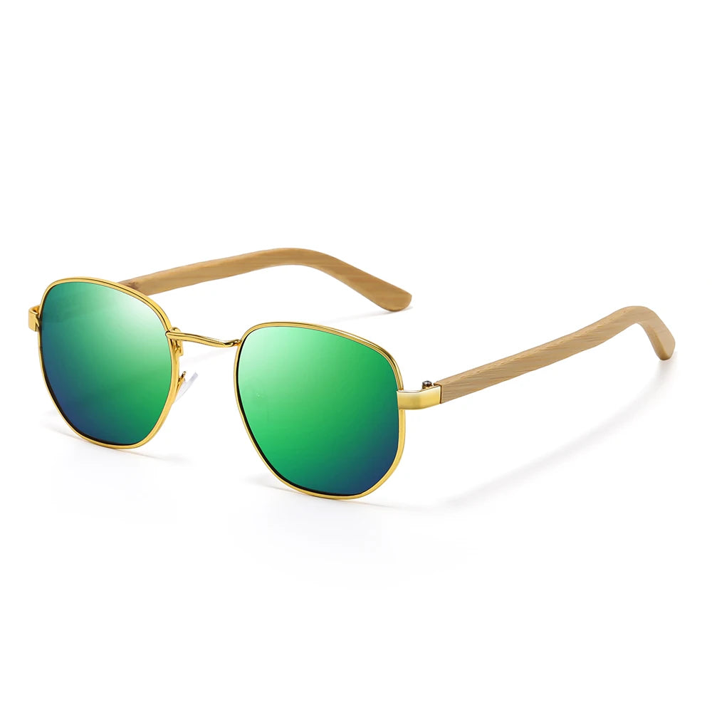 Metal & Bamboo Pilot Sunglasses