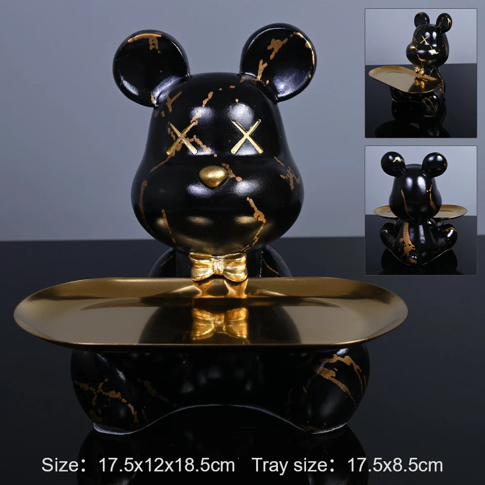 Colorful Bear Resin Figurine with Tray by Snagg A Sculpture