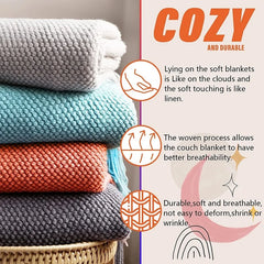 Knitted Throw Blanket – Cozy Comfort with Fringe by Snagg A Throw