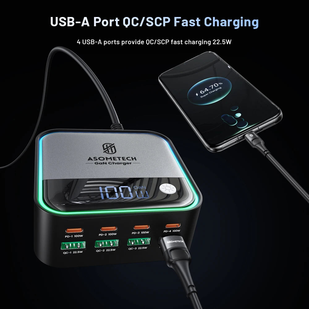 8 Port GaN USB-C Desktop Charger by Snagg A Charging Station