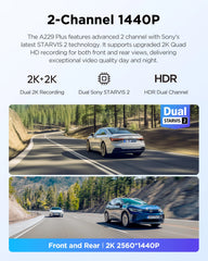 2K Dual Channel Dash Cam with Night Vision & Voice Control | Ultra HD HDR Video Recorder