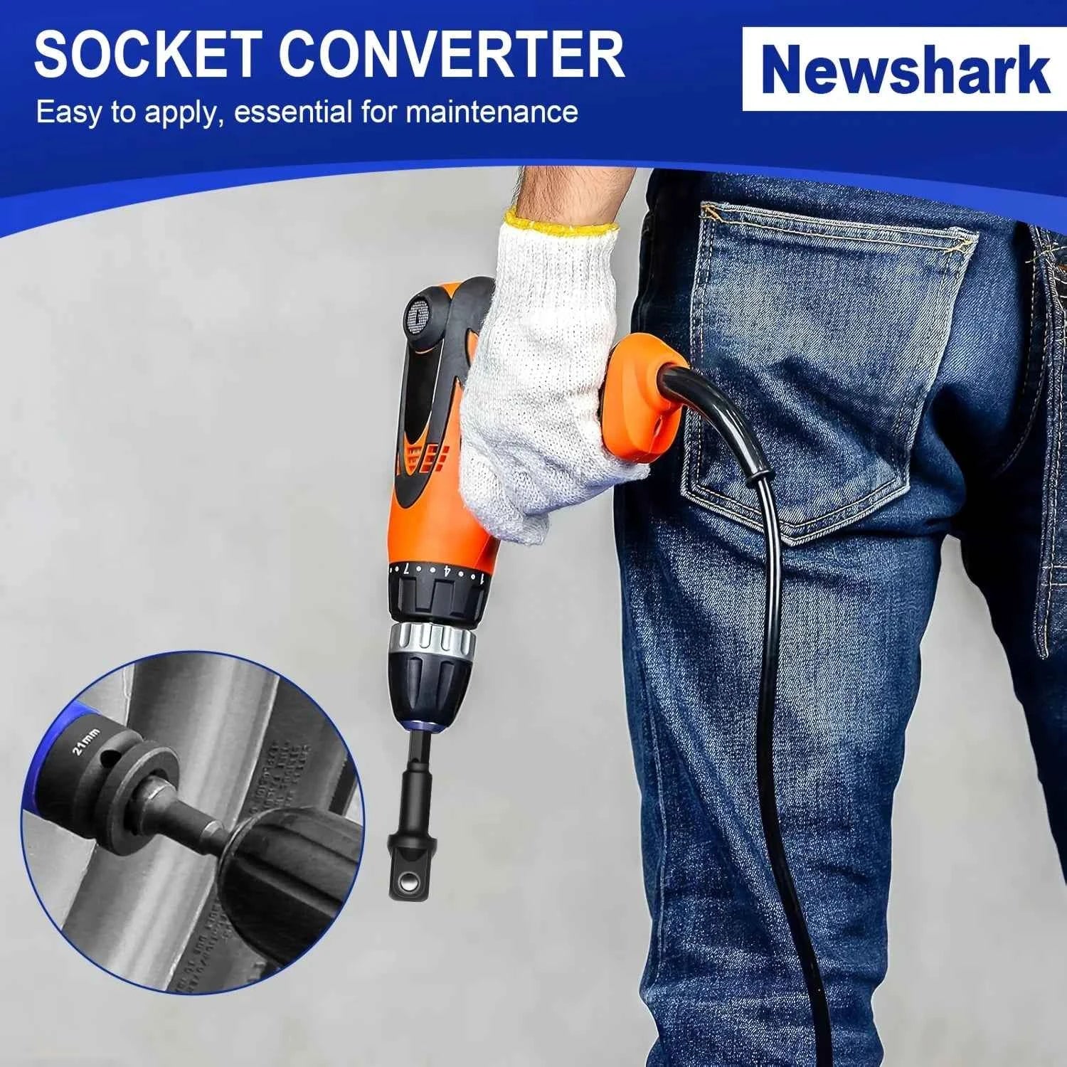 1/4 Hex Converter tools set, Quick Release Impact Bit Holders, 1/2 3/8 1/4-INCH Drive Female to 1/4-Inch Hex Adapter
