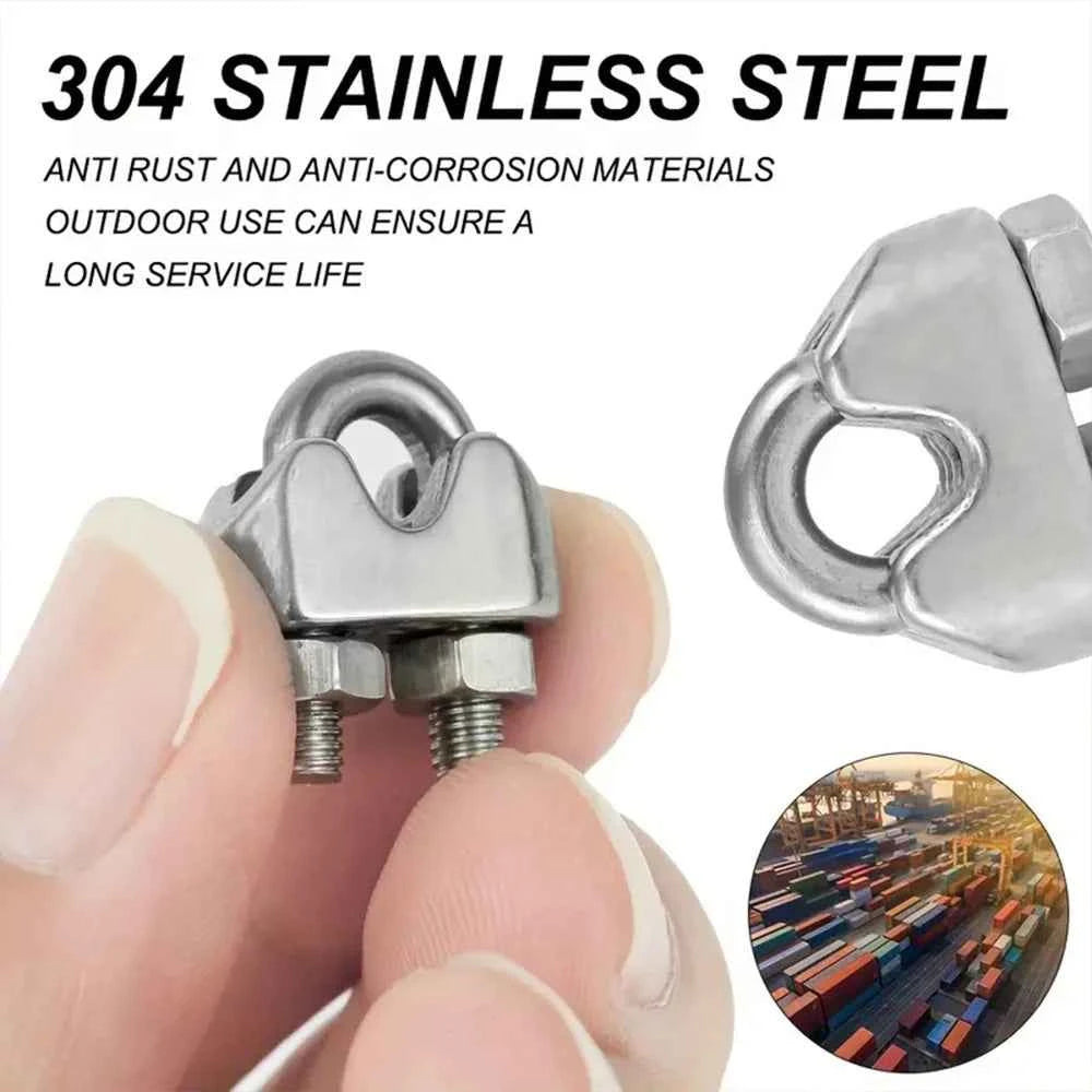 Stainless Steel 304 U-Shaped Cable Clips M2–M10 | Wire Rope Clamp Metal Clip Rigging Hardware