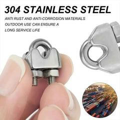 Stainless Steel 304 U-Shaped Cable Clips M2–M10 | Wire Rope Clamp Metal Clip Rigging Hardware