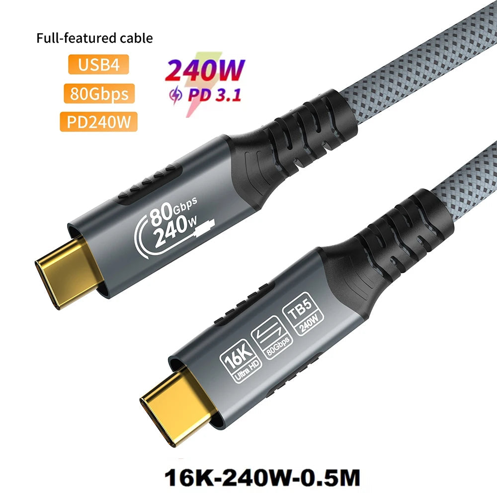 80Gbps PD 240W Type-C To Type-C Charging Cable by Snagg A Charging Cable