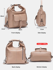100% Genuine Leather 2-in-1 Shoulder Bag & Backpack – Large Capacity Multifunction Satchel for Women