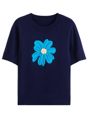 Autumn 2025 Floral Knit Casual Blouse