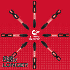 2" Pozidriv #2 PZ2 Impact Screwdriver Bit Set – S2 Alloy Steel Magnetic, High-Torque Power Bits