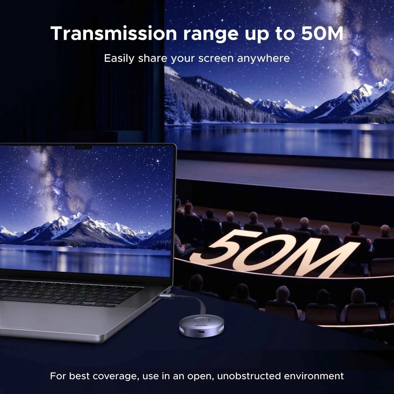 50M Wireless HDMI Transmitter & Receiver – Point-to-Point Connection from Phone or PC to TV