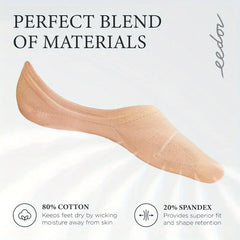 Women’s Invisible No Show Socks — Non-Slip Cotton Liner Set (6/8 Pairs)